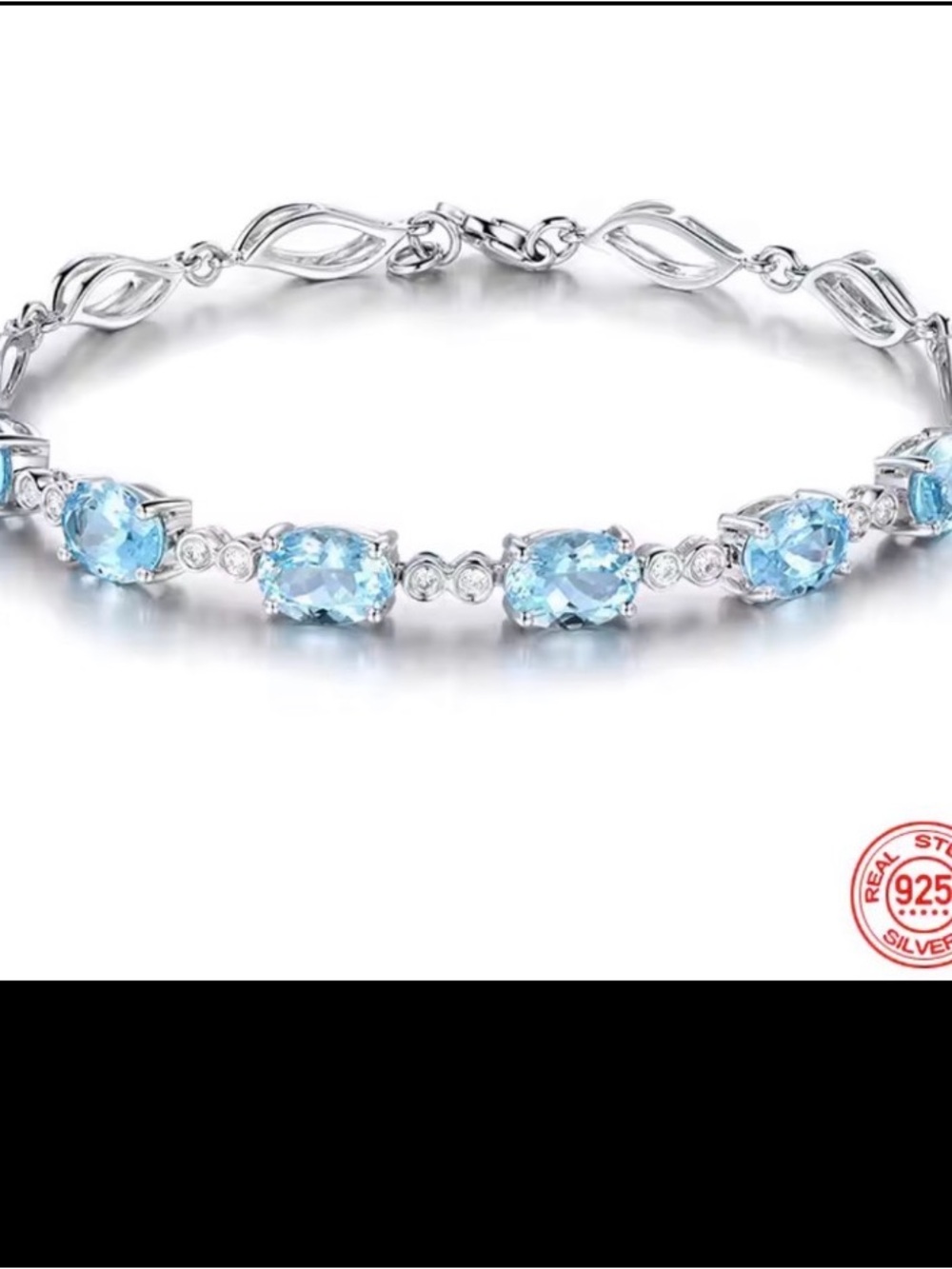 NWT-Sterling Silver Aquamarine Tennis Bracelet